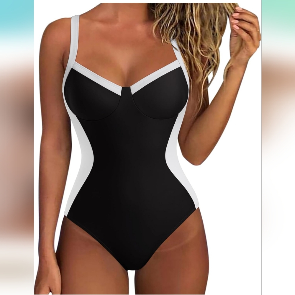SUUKSESS Tummy Control One Piece Swimsuit Sexy Crisscross Back Bathing NWT